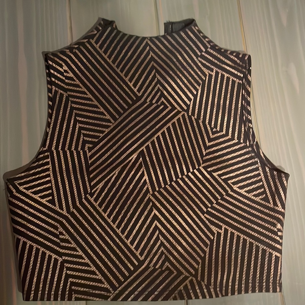 Windsor Medium Black and Gold Graphic Crop Top
